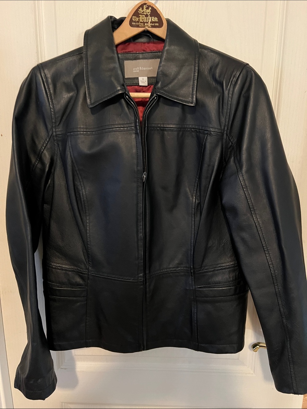 croft & barrow Black Leather Zip-Front Women's Jacket medium